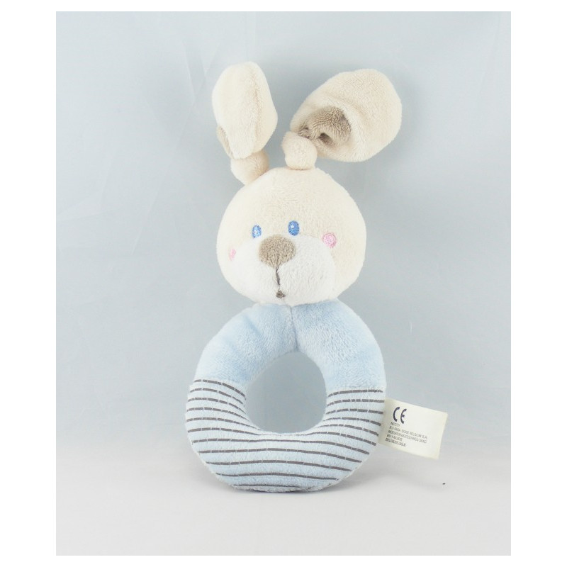 Doudou hochet Lapin Beige rayé NICOTOY