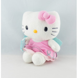 Doudou chat HELLO KITTY rose vert fleurs SANRIO LICENSE 