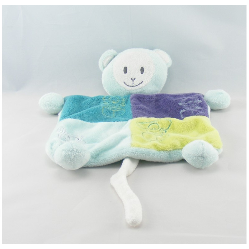 Doudou hochet singe ours beige rouge OBAIBI OKAIDI