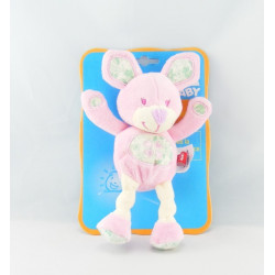 Doudou lapin rose fleur coeur TEX