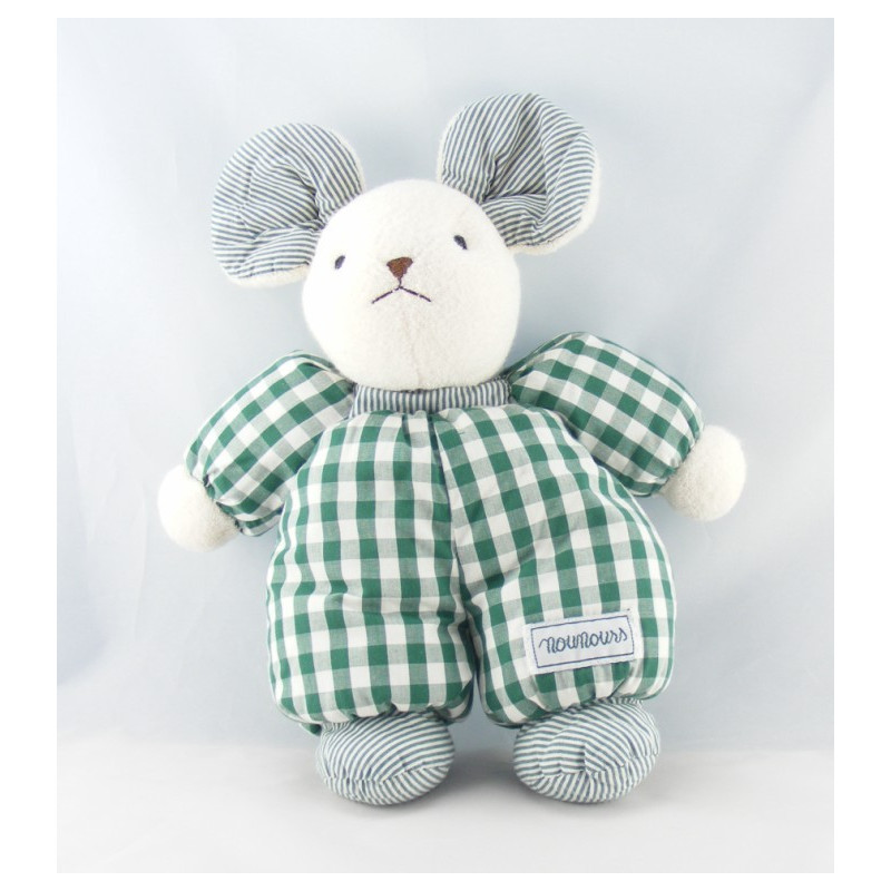 Doudou souris verte rayé NOUNOURS