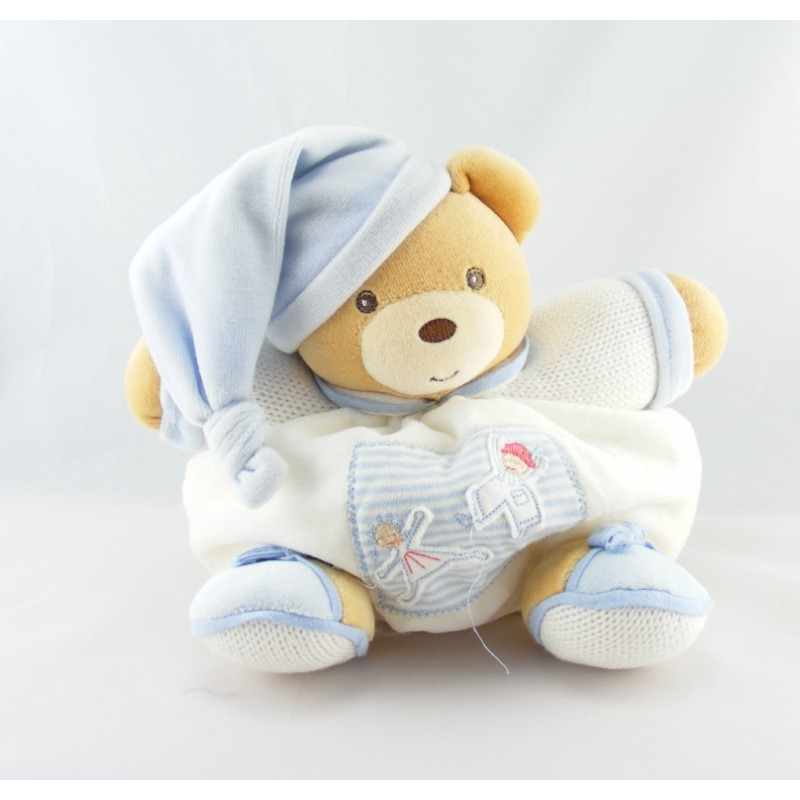 Doudou patapouf ours bleu blue laine enfant KALOO