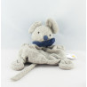 Doudou plat souris blanche foulard bleu marine BABYSUN