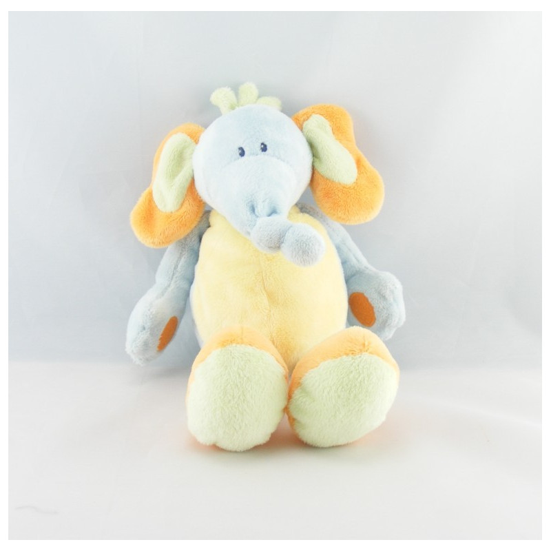 Doudou musical éléphant bleu jaune orange vert NATTOU