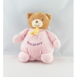 Doudou plat ours rose jaune NOUNOURS