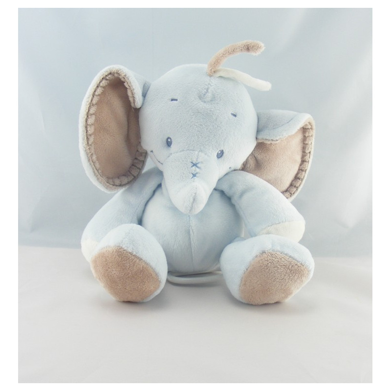 Doudou éléphant bleu beige NATTOU