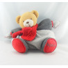 Doudou ours boule gris echarpe rouge KALOO