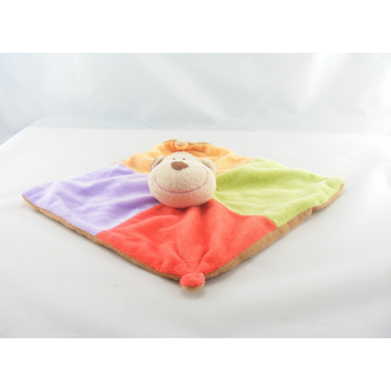 Doudou plat Hippopotame bleu vert rouge orange PLAYKIDS