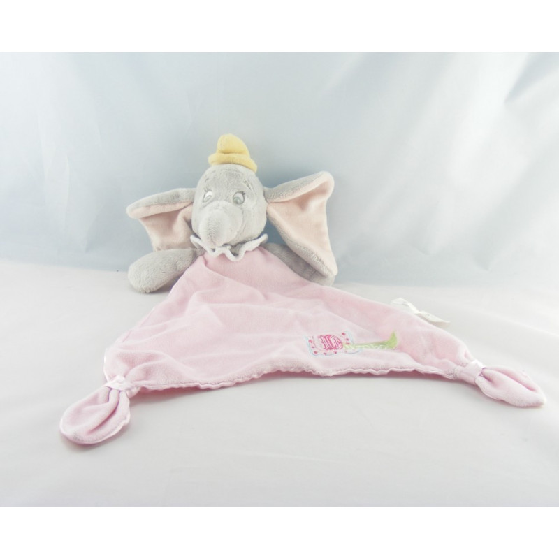 Doudou plat éléphant gris Dumbo mouchoir couverture NICOTOY