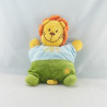 Doudou plat lion vert bleu MA PTITE TRIBU