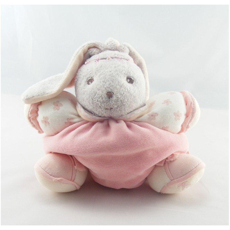Doudou Lapin Boule lilirose avec fleurs Kaloo