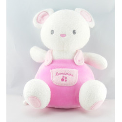 Doudou souris blanc rose écharpe LUMINOU JEMINI 