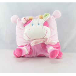 Doudou coussin rose girafe orange rouge NICOTOY 