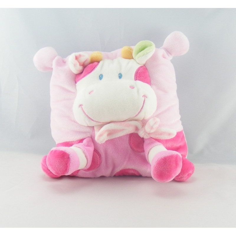 Doudou coussin rose girafe orange rouge NICOTOY 