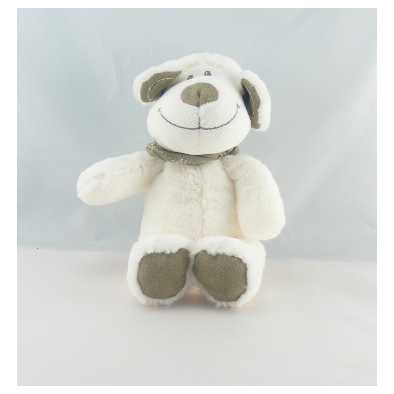 Doudou chien mouton blanc bandanas gris TEX BABY NEUF