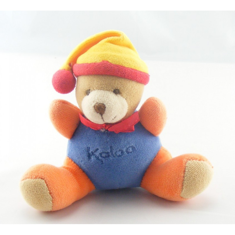 Doudou ours boule patapouf bleu orange KALOO