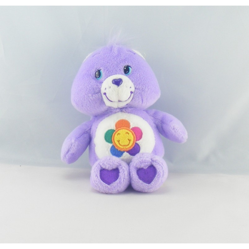 Peluche Bisounours mauve violet Grosfasol fleur CARE BEARS 20 cm