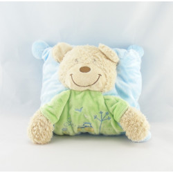 Doudou semi plat ours bleu vert tracteur TEX BABY 