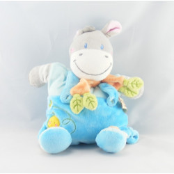 Doudou semi plat vache salopette bleu poussin brodé NICOTOY