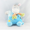 Doudou semi plat vache salopette bleu poussin brodé NICOTOY