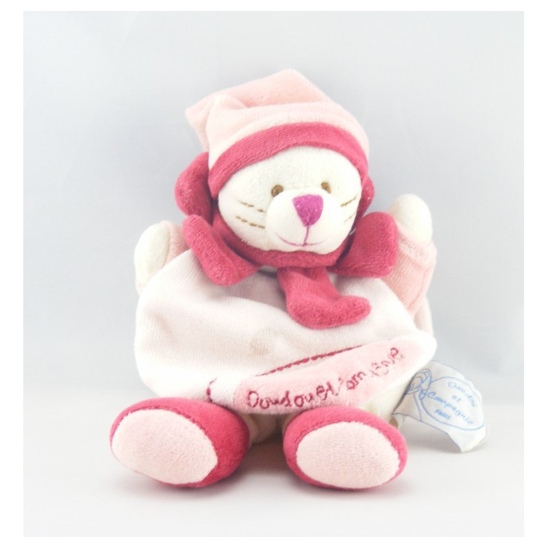 Doudou et compagnie chat Minouchette Bordeaux rose 