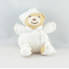 Doudou ours blanc feuilles brodées Dragée KALOO