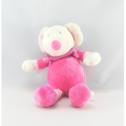 Doudou souris blanche robe mauve violet GRAIN DE BLE