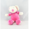 Doudou souris blanche robe mauve violet GRAIN DE BLE