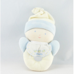 Doudou lutin bébé jaune bleu hochet BABI COROLLE 