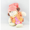 Doudou lutin fille arlequin rose orange NICOTOY