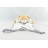 Doudou plat ours blanc rayé bleu TAKINOU