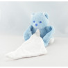 Doudou Ours bleu avec mouchoir Musti Mustela