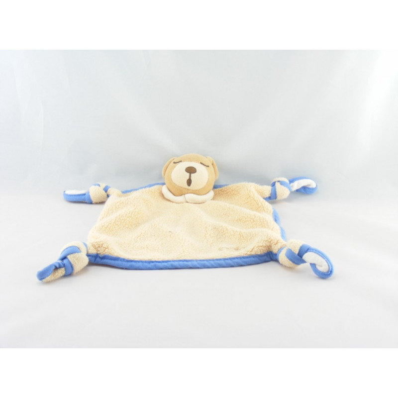 Doudou plat noeuds lapin beige rose Kaloo