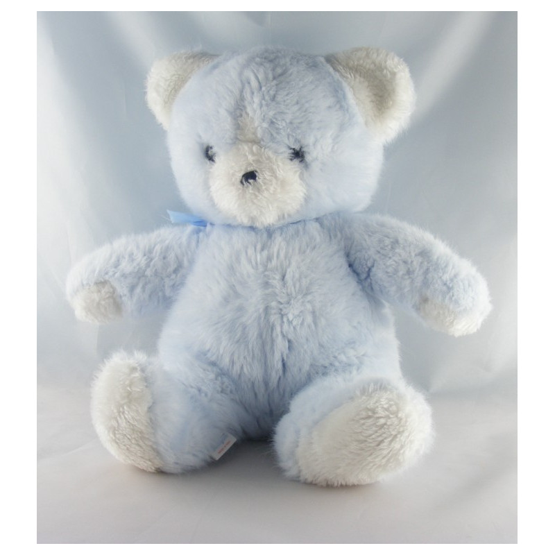 Doudou Peluche ours blanc bleu BOULGOM 