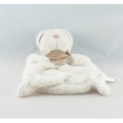 Doudou plat lapin blanc bandanas beige NICOTOY