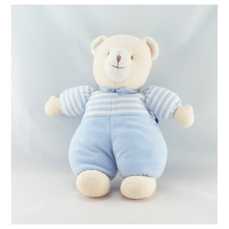 Doudou souris ours beige pyjama rayé bleu TROUSSELIER