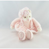 Doudou Plat carré ours rose fleurs BUKOWSKI