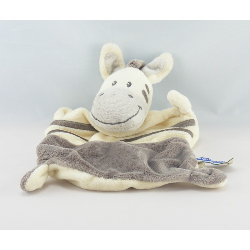 Doudou plat zébre gris blanc MOTS D'ENFANTS