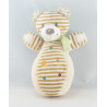 Doudou ours rayé beige écharpe verte lune étoile NICOTOY