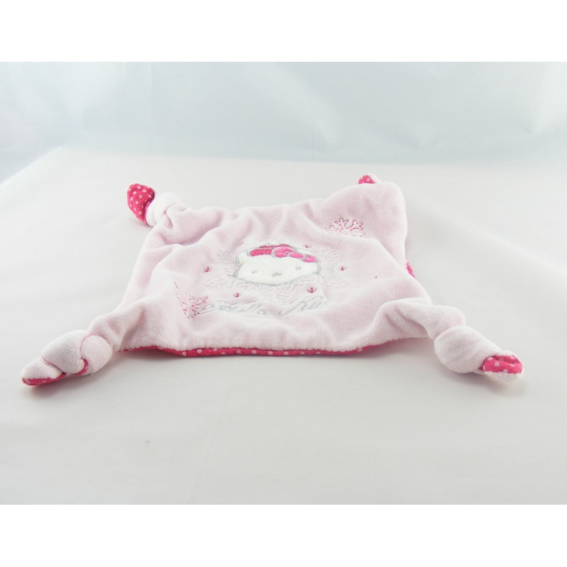 Doudou plat rose fushia pois chat HELLO KITTY noël