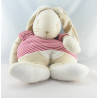 Doudou hochet lapin beige rouge rayé SUCRE D'ORGE 
