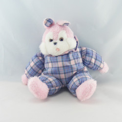Doudou lapin boule blanc rose carreaux NOUNOURS