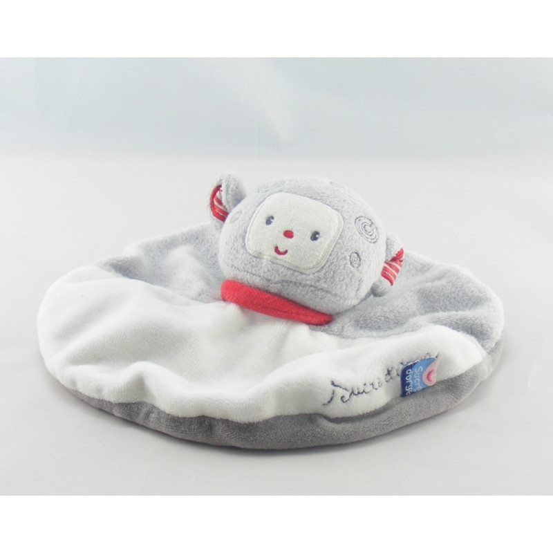 Doudou plat hibou rose blanc SUCRE D'ORGE