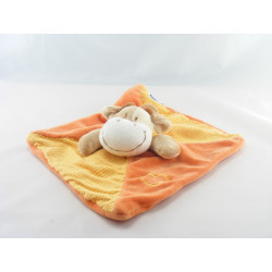 Doudou vache salopette orange coeur maillot rayé MOTS D'ENFANTS