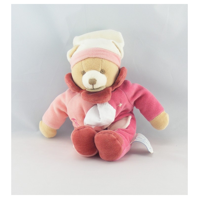 Doudou et compagnie pantin ours rose mouchoir 