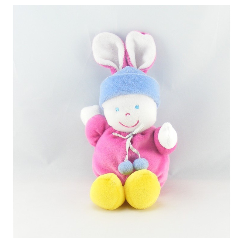 Doudou lapin rose avec bonnet GIPSY