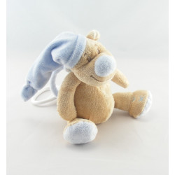 Doudou ours beige Tom bonnet bleu coeur DOUKIDOU