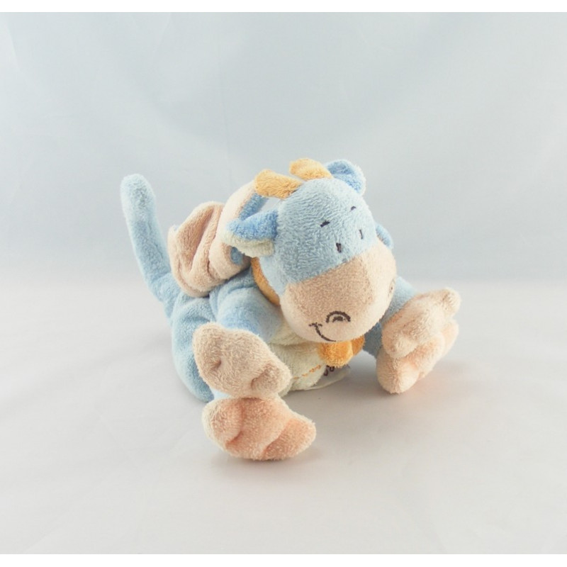 Doudou dragon bleu foulard orange BENGY