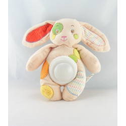 Doudou veilleuse lapin blanc jaune vert rose AUCHAN