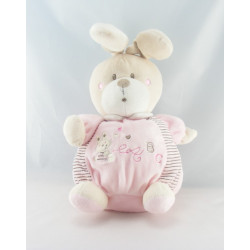 Doudou musical lapin rayé rose ABC NICOTOY